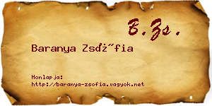 Baranya Zsófia névjegykártya